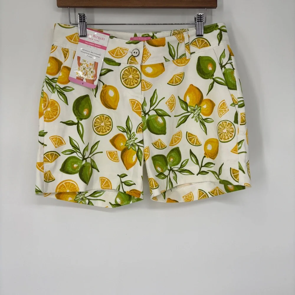 Isaac Mizrahi New York WomensTailored‎ Shorts 6 Lemon Lime Citrus Print Preppy